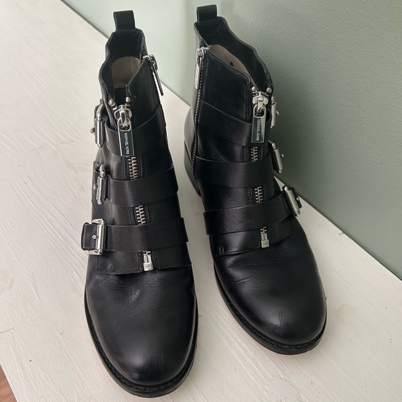 Michael Kors Leather Motto Booties with Buckles - Picture 3 of 7